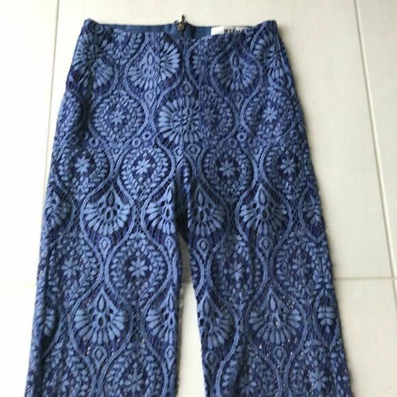 MSGM Milano High Waist Lace Semi Sheer Crop Straight Pants - Picture 7 of 8